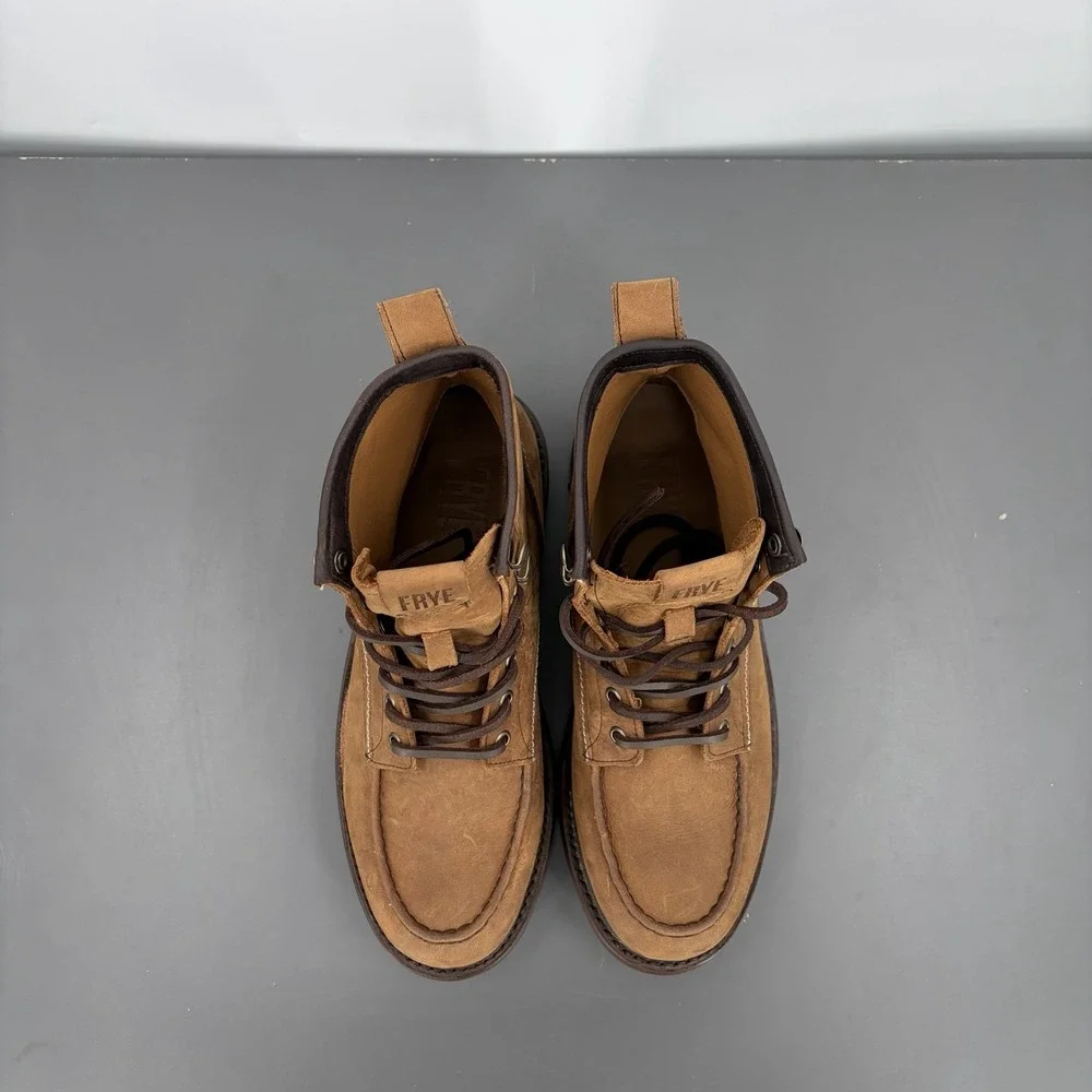 Frye Mens Bark Hudson Suede Work Boots Sz 8.5 Industrial Construction Outdoor